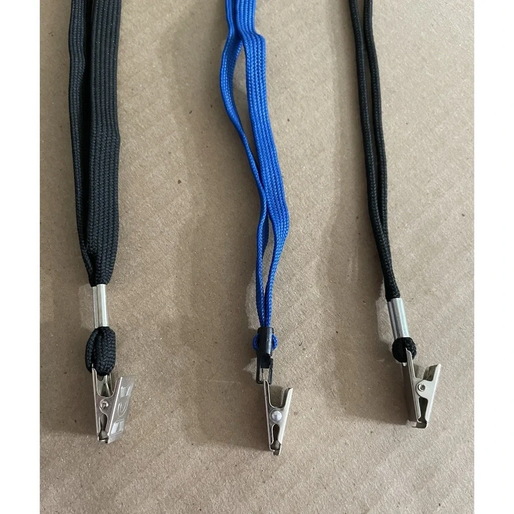 Lanyard ID Badge Neck Strap w/Bulldog Clip-Black & Blue Assortment-100+/- Pieces
